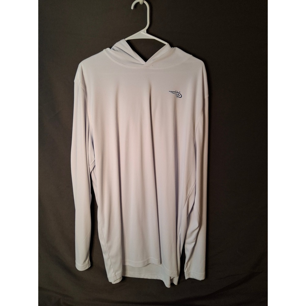 Reel Life Mens White Fishing Sun Hoodie American Flag Lure Graphic XXL LS
